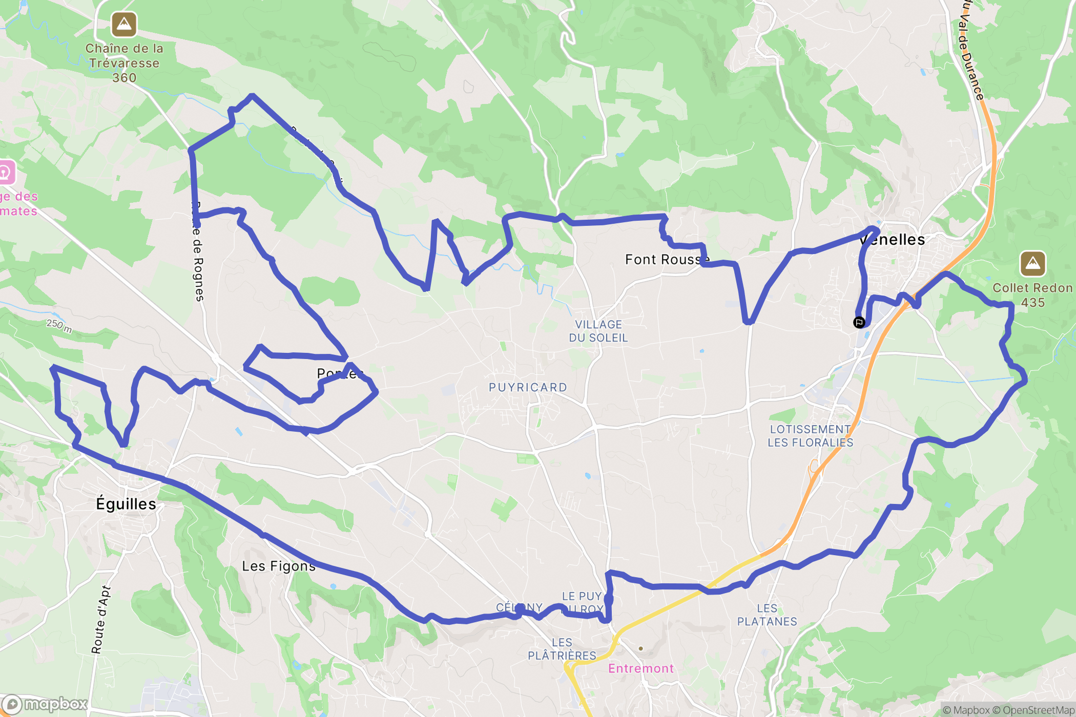 Venelles : carte du parcours de randonnée - France