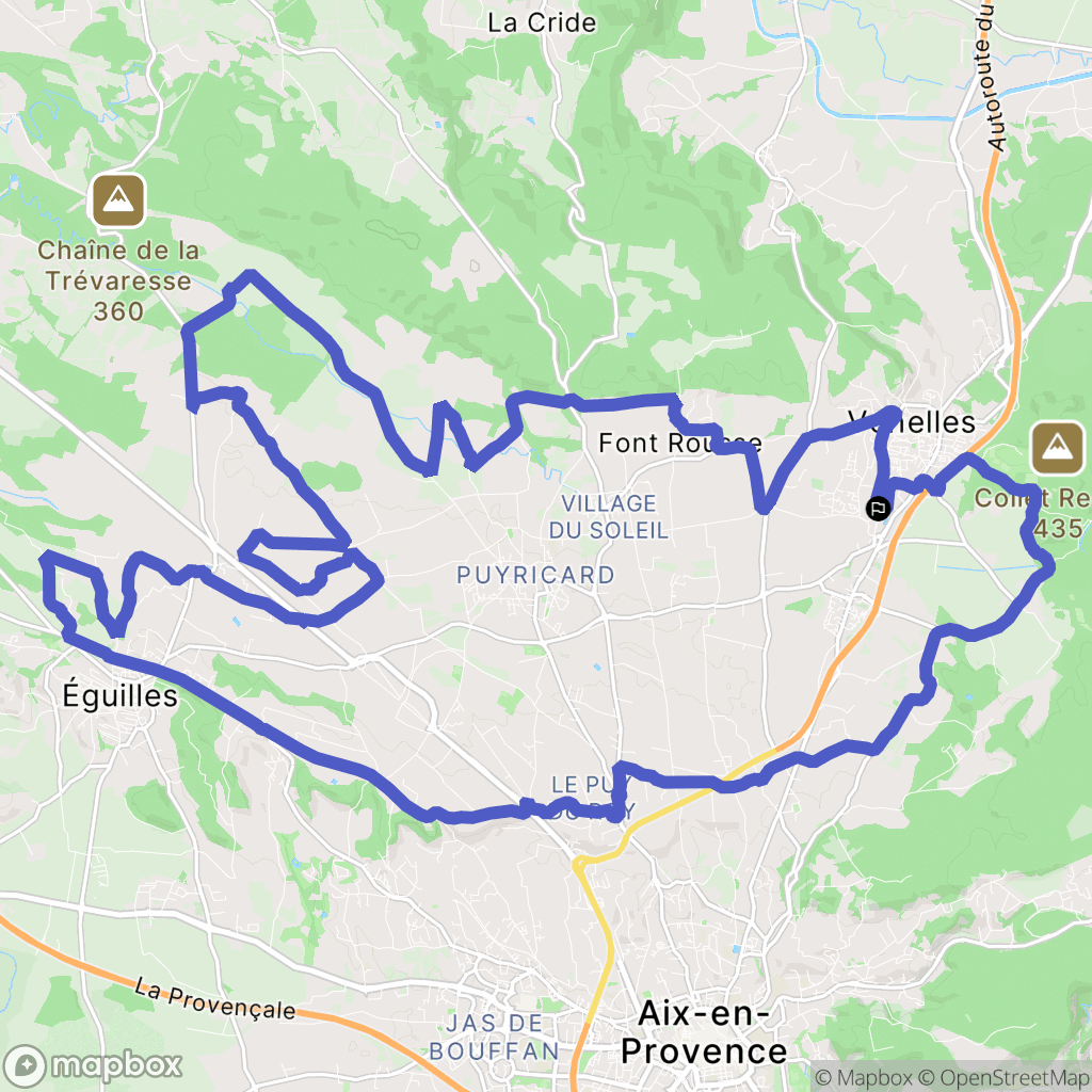Venelles : carte du parcours de randonnée - France