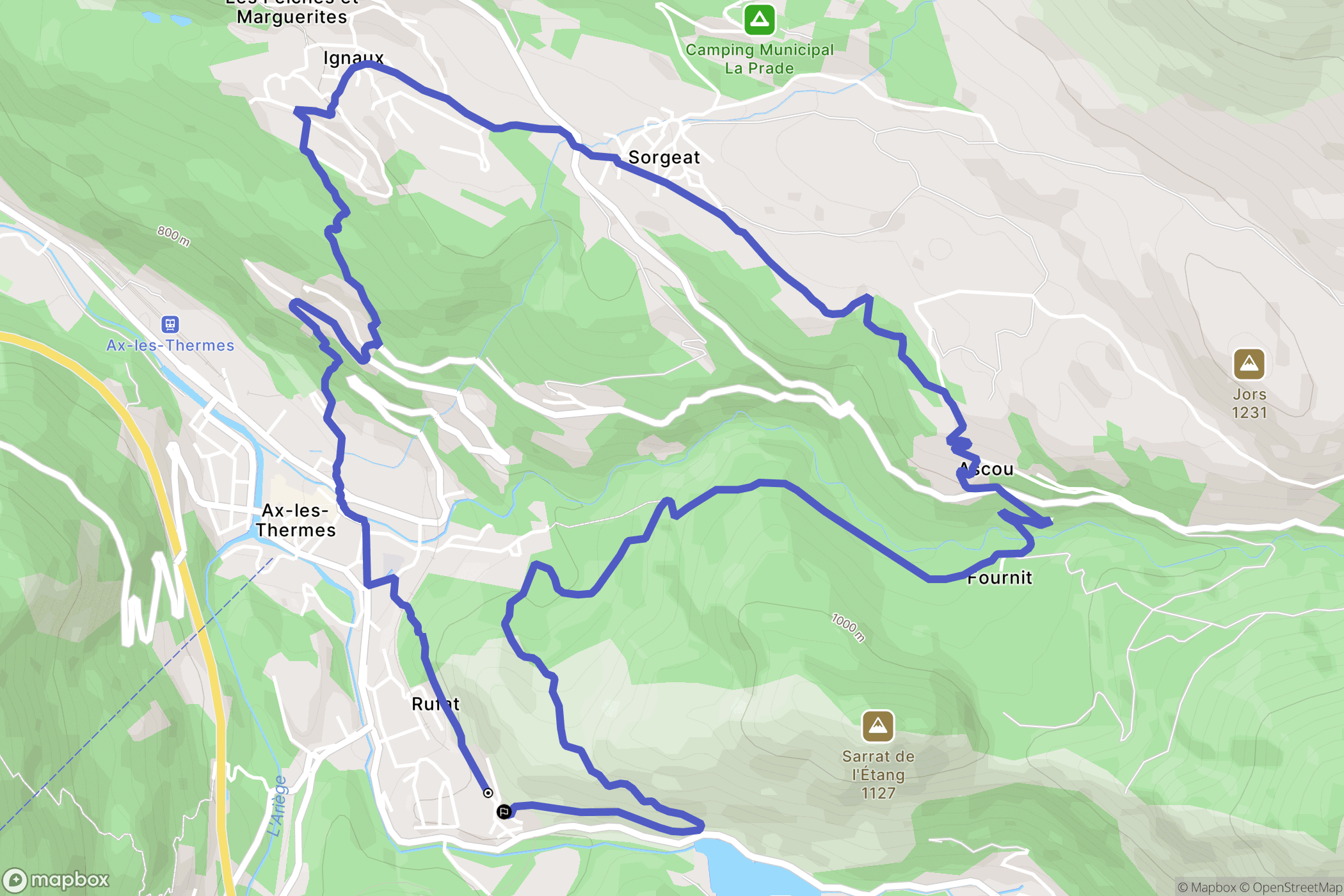 Ax-les-Thermes : carte du parcours de randonnée - France