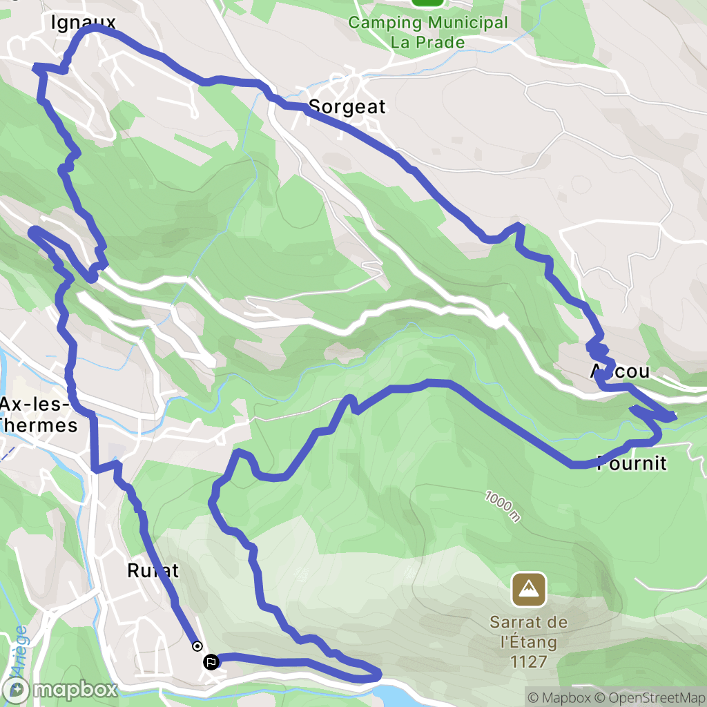 Ax-les-Thermes : carte du parcours de randonnée - France
