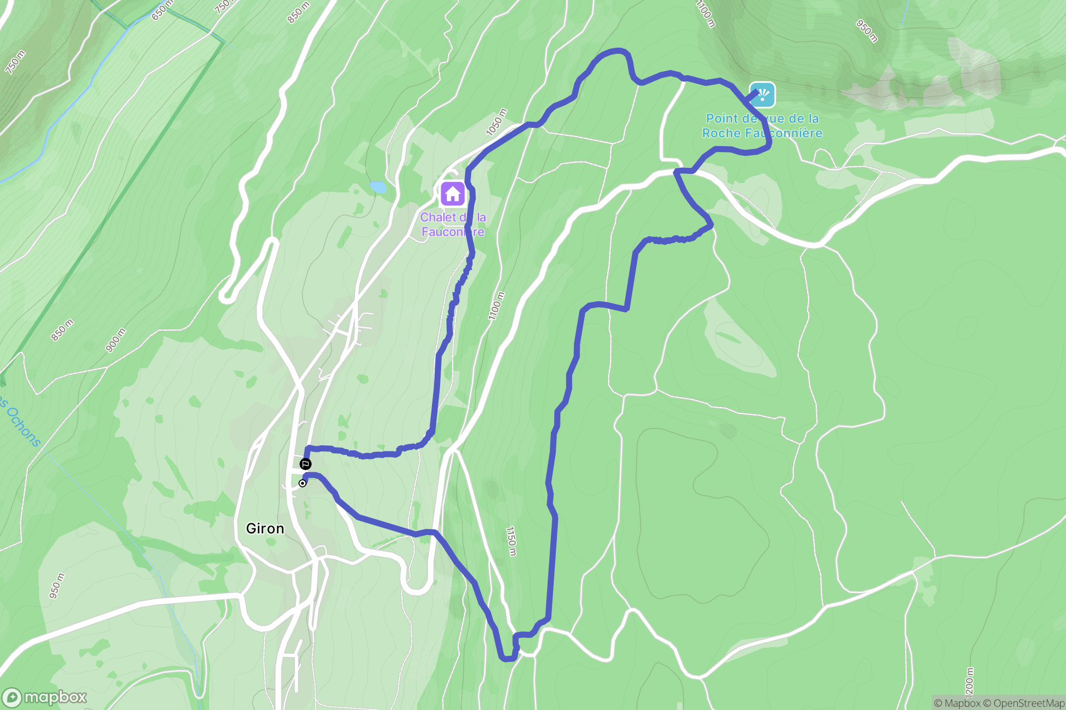 Giron : carte du parcours de randonnée - France