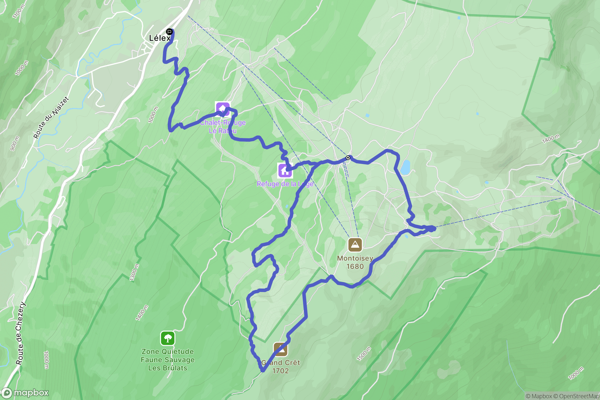 Lélex : carte du parcours de randonnée - France