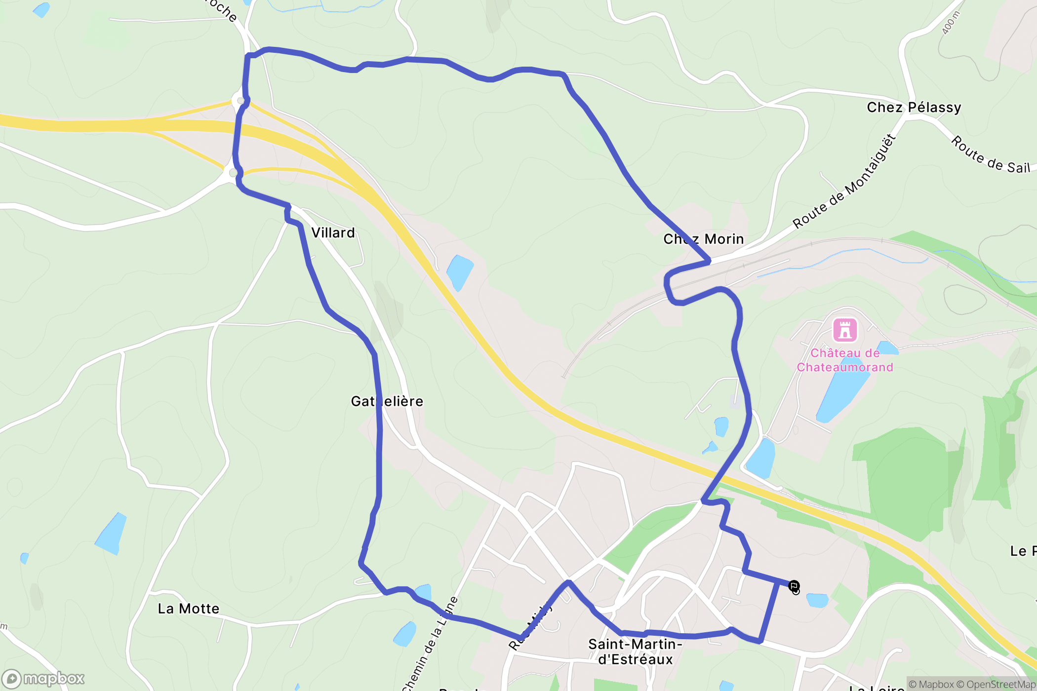 Saint-Martin-d'Estréaux : carte du parcours de randonnée - France