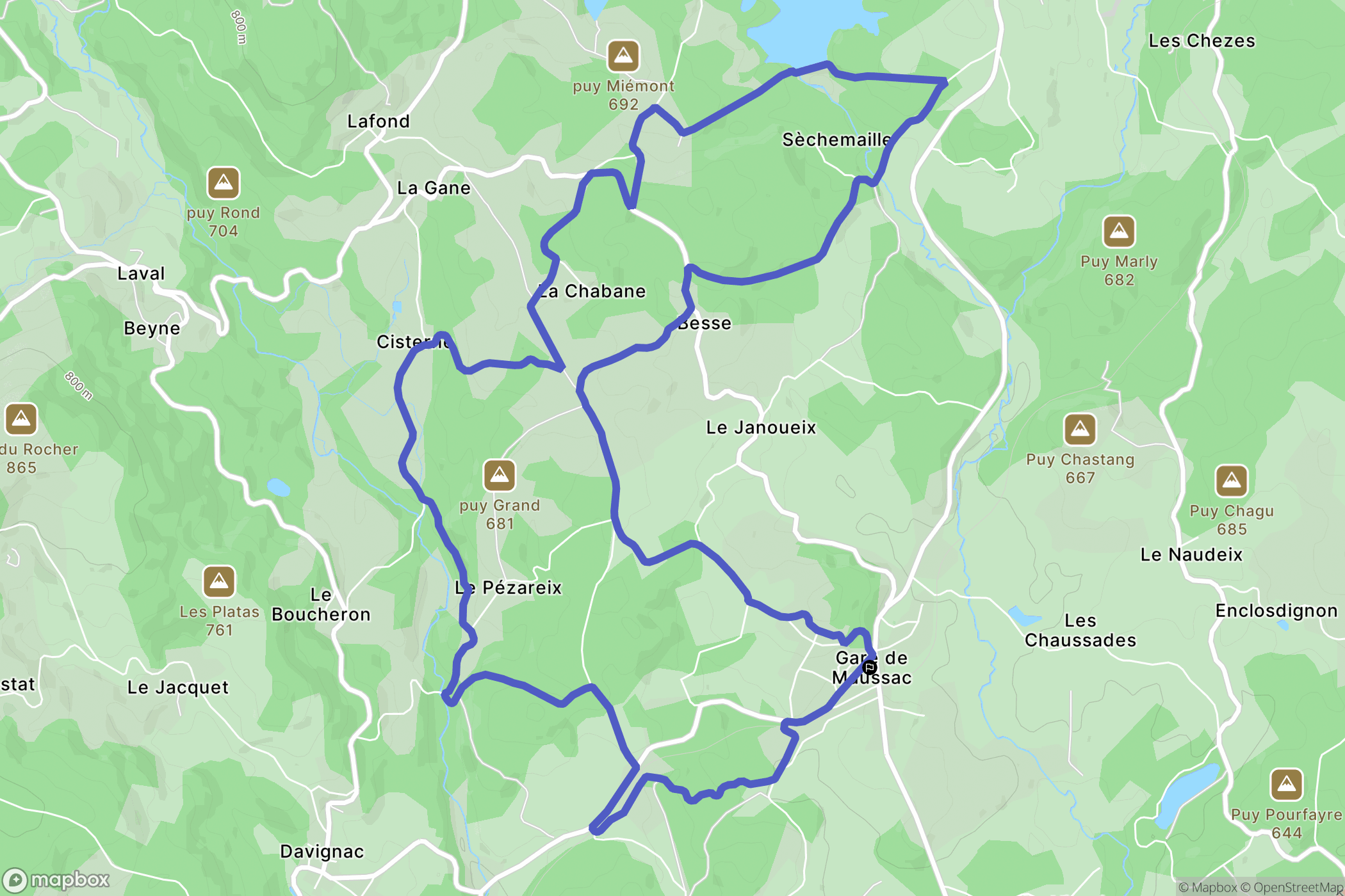Maussac : carte du parcours de randonnée - France