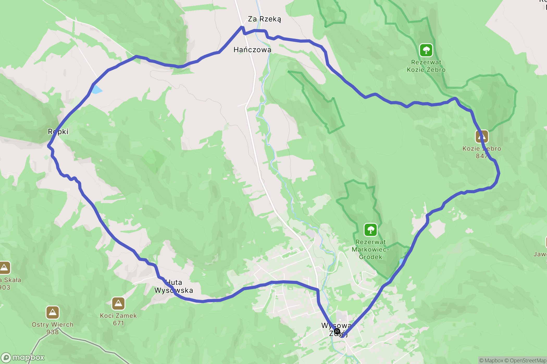Wysowa-Zdrój: mapa trasy - Poland