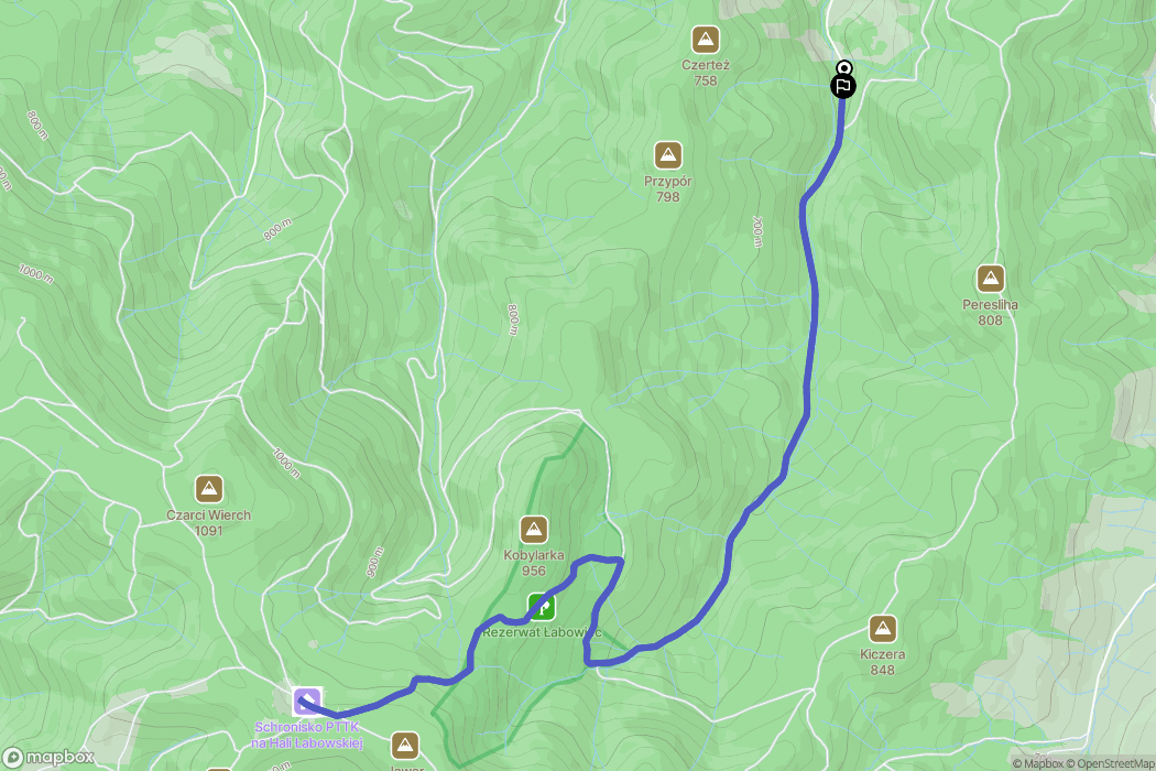 Łabowa: mapa trasy - Poland