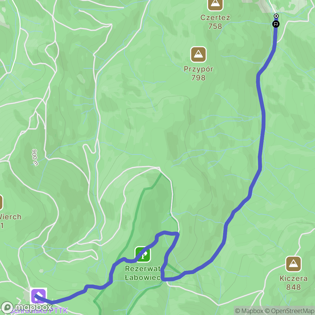 Łabowa: mapa trasy - Poland