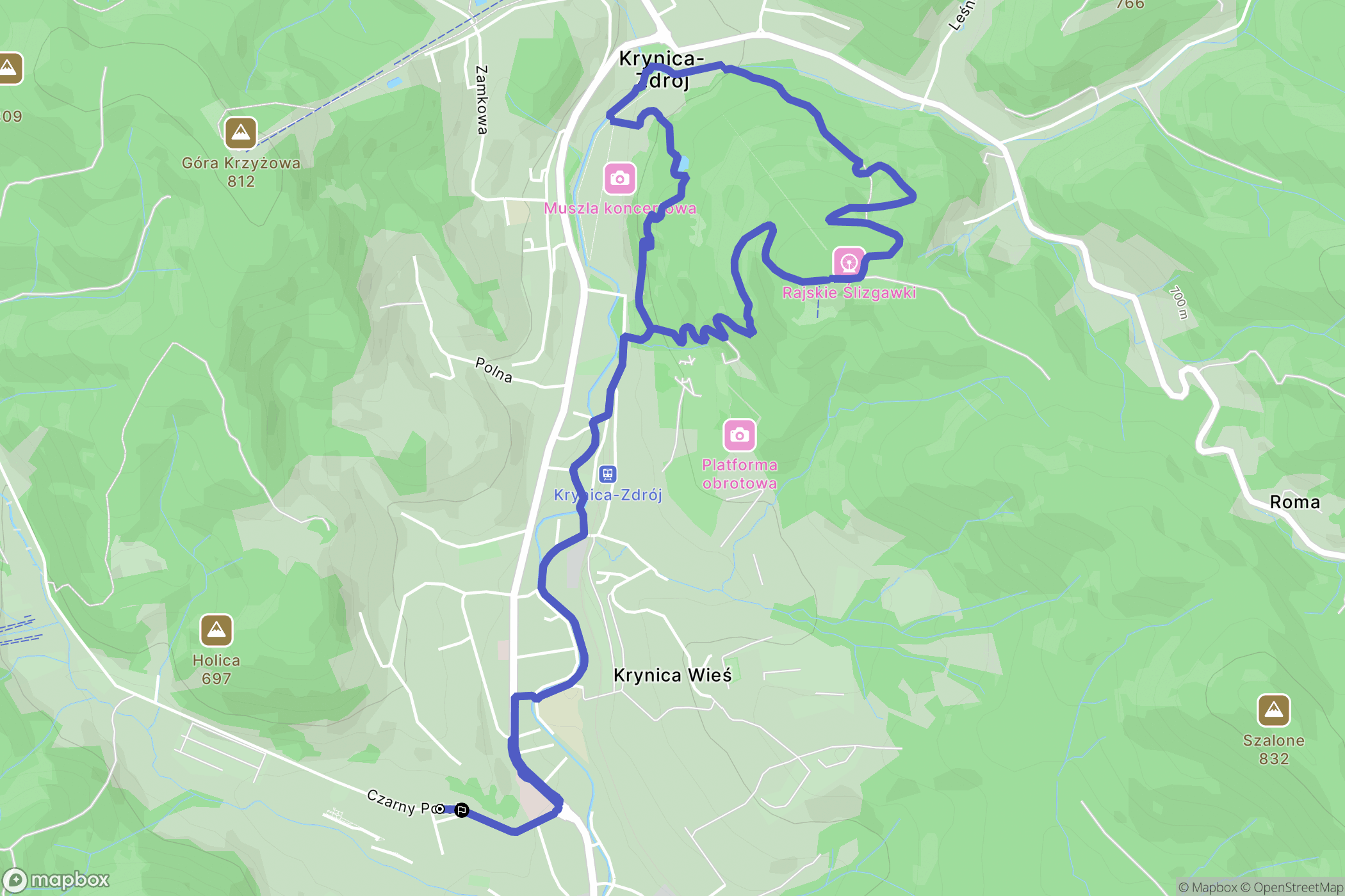 Krynica-Zdrój: mapa trasy - Poland
