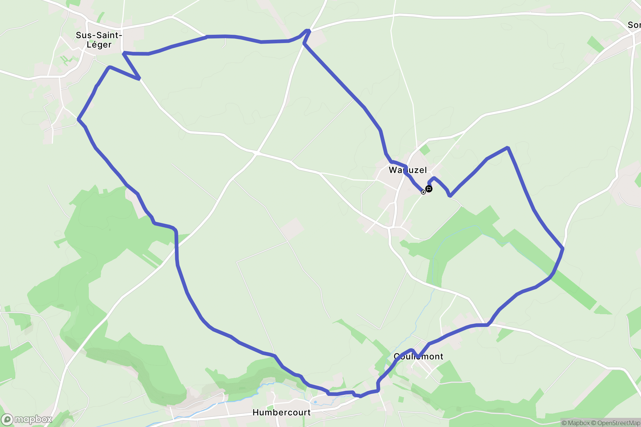 Warluzel : carte du parcours de randonnée - France