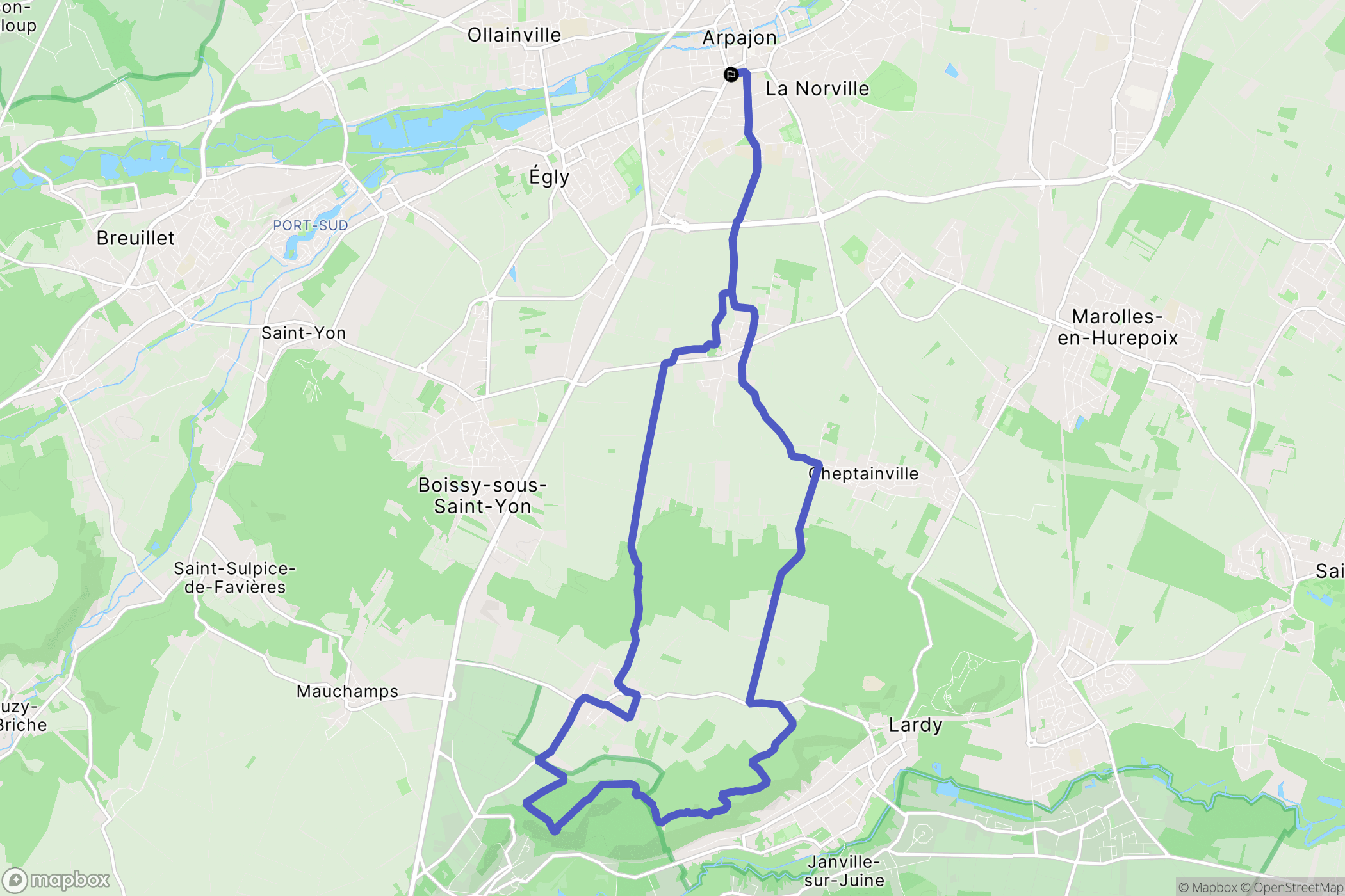Arpajon : carte du parcours de randonnée - France