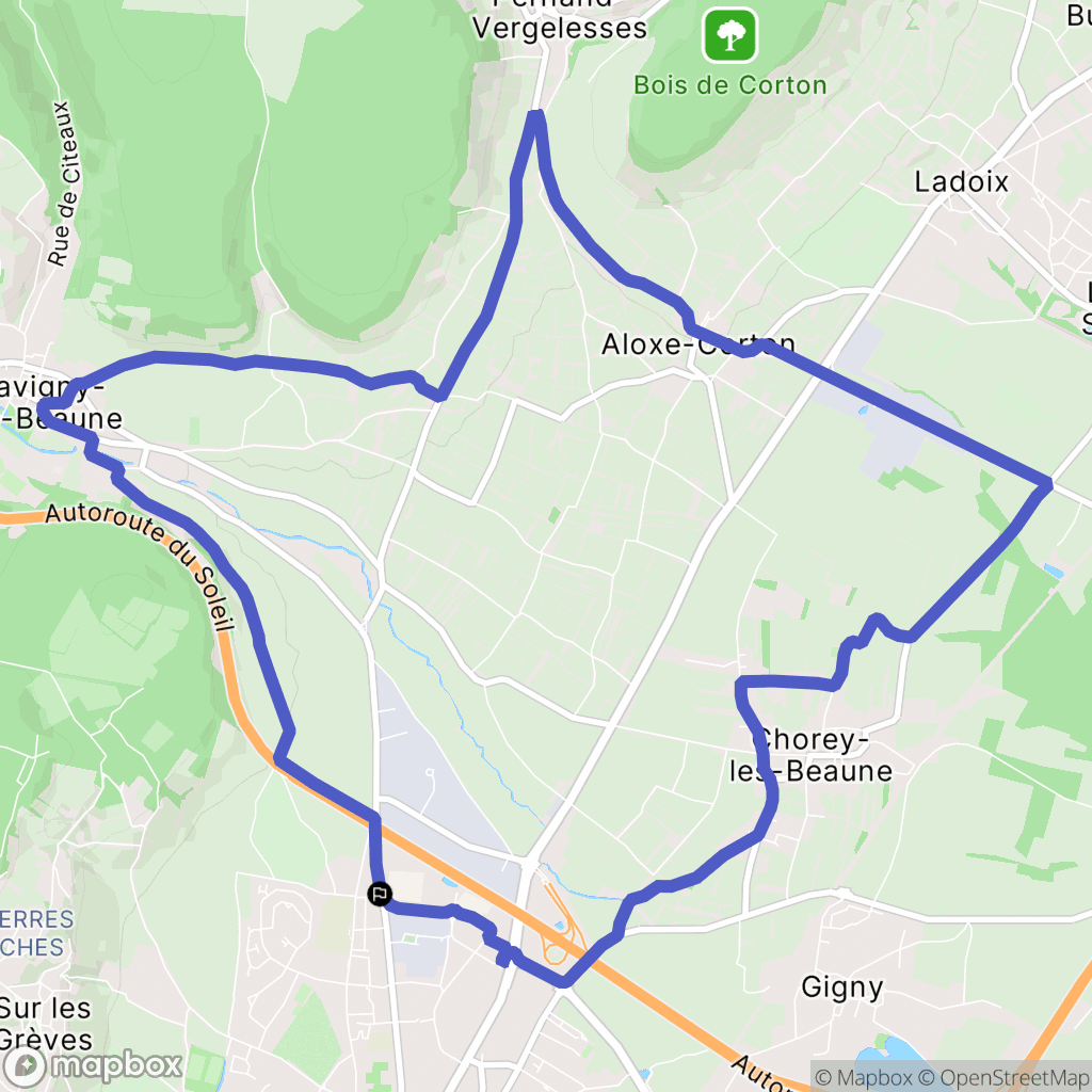 Beaune : carte du parcours de randonnée - France