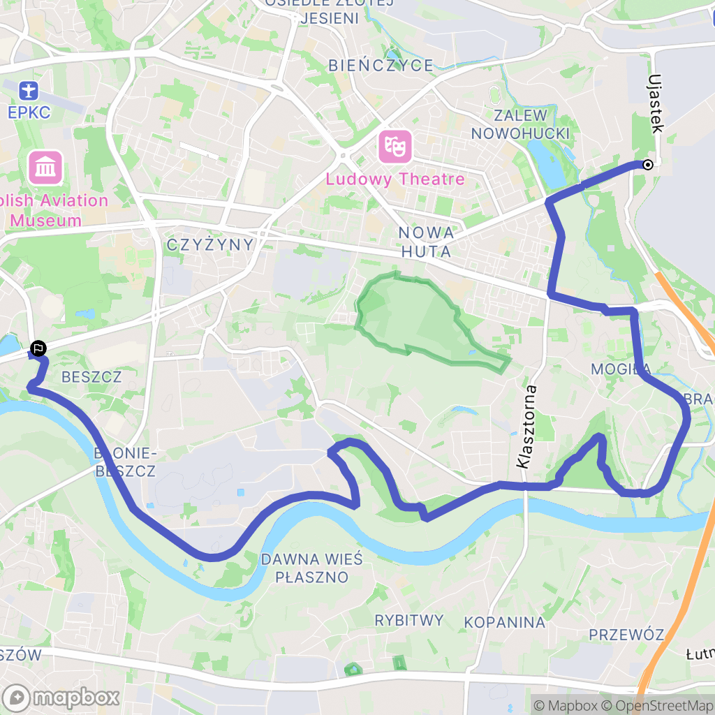 Kraków: mapa trasy - Poland