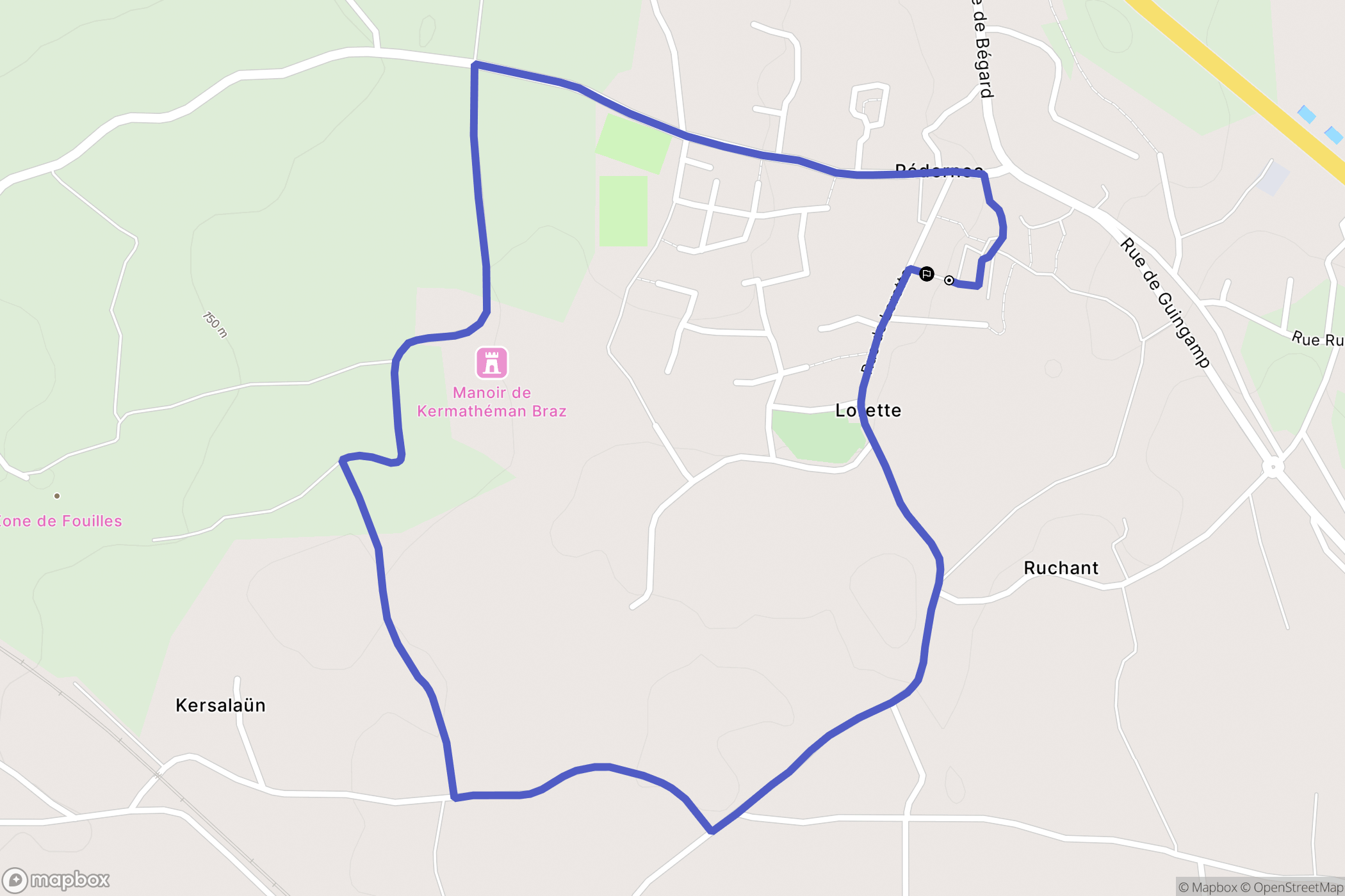 Pédernec : carte du parcours de randonnée - France