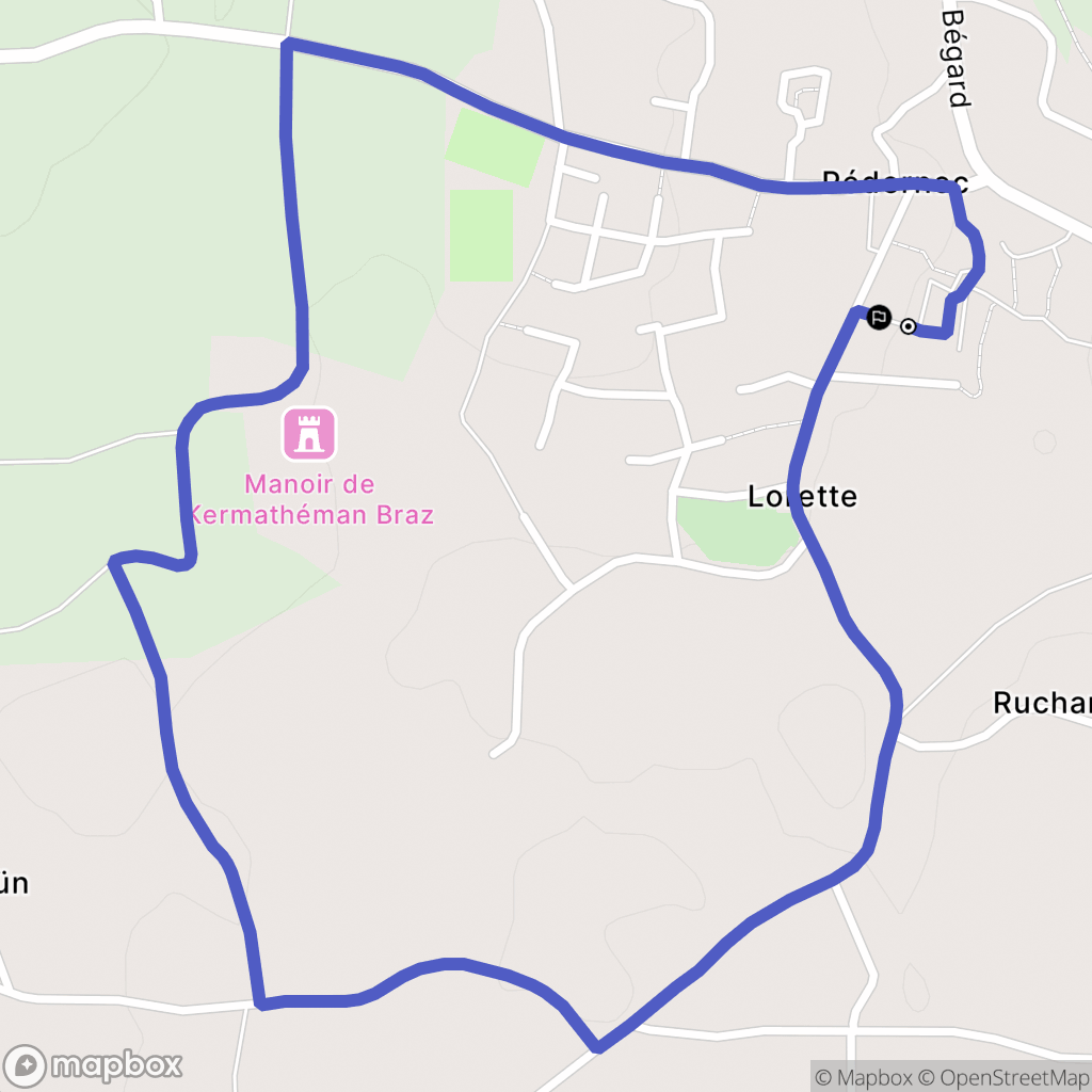 Pédernec : carte du parcours de randonnée - France
