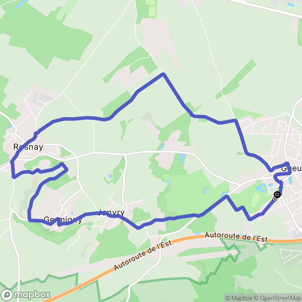 Gueux : carte du parcours de randonnée - France