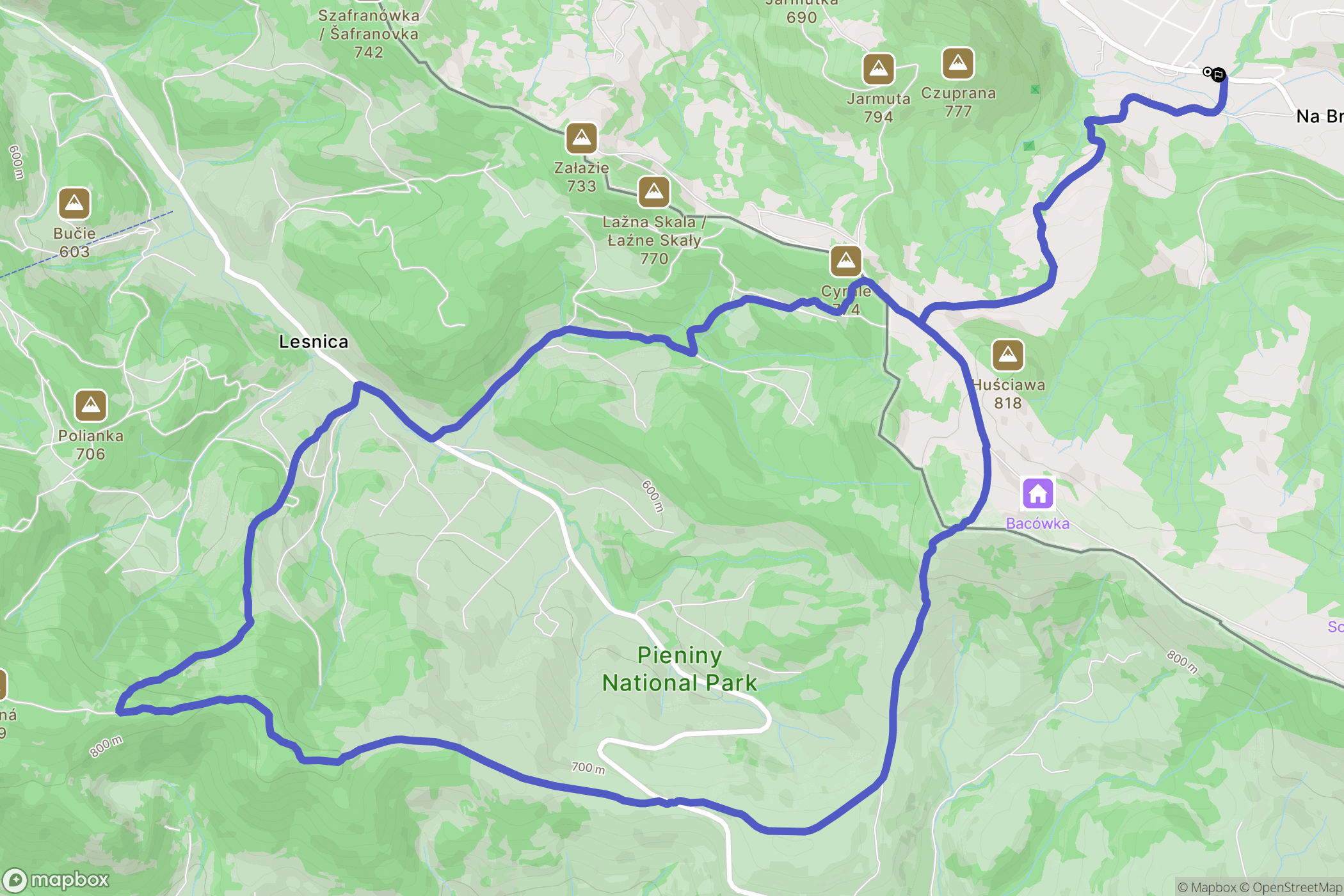 Szlachtowa: mapa trasy - Poland