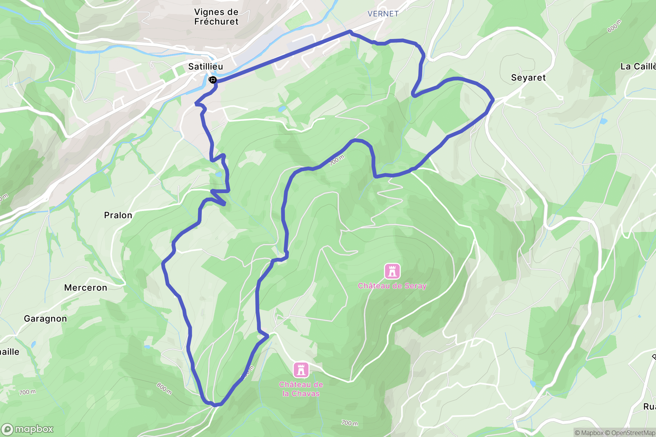 Satillieu : carte du parcours de randonnée - France