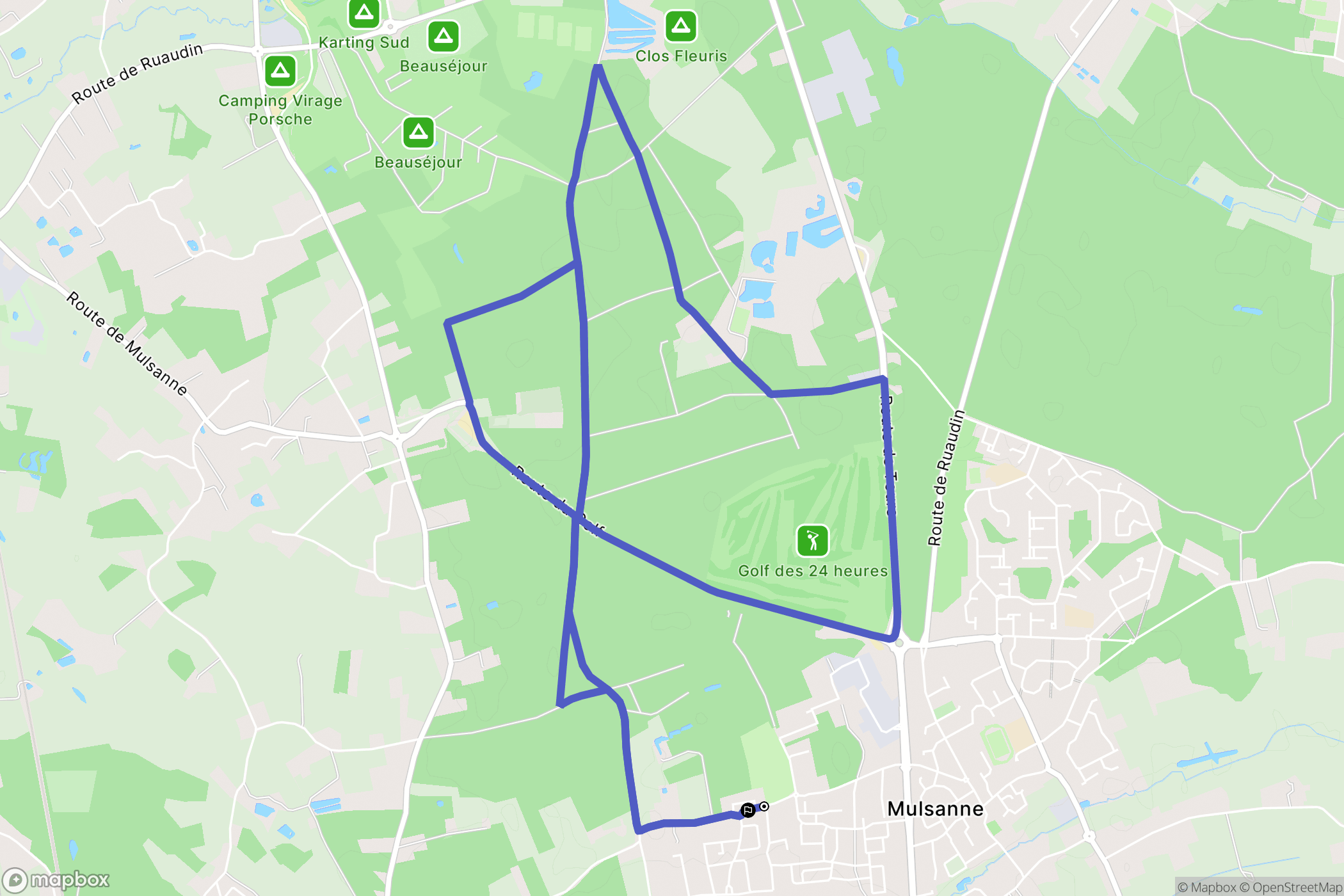Mulsanne : carte du parcours de randonnée - France