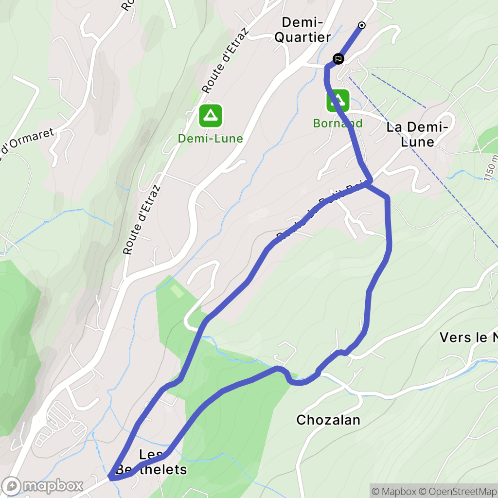 Demi-Quartier : carte du parcours de randonnée - France