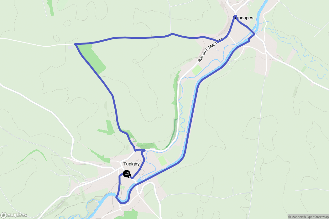 Tupigny : carte du parcours de randonnée - France