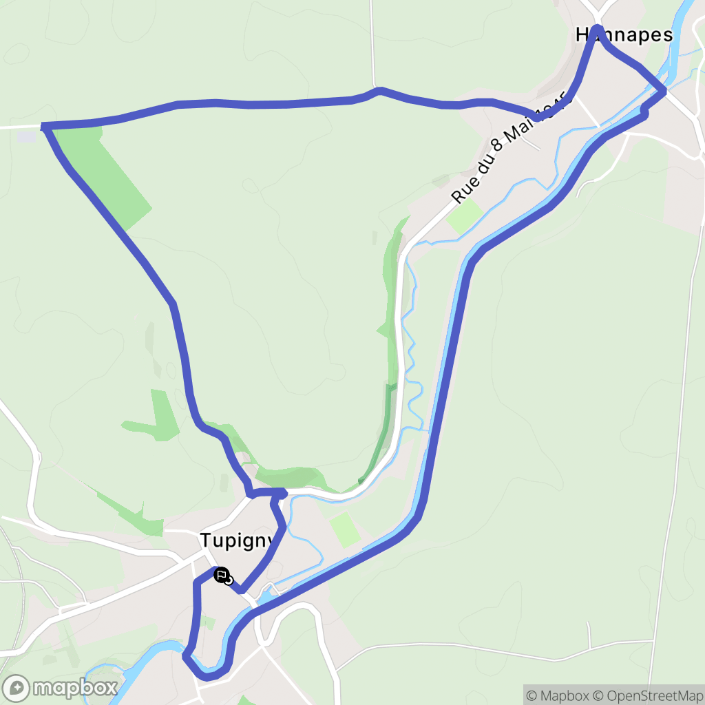 Tupigny : carte du parcours de randonnée - France