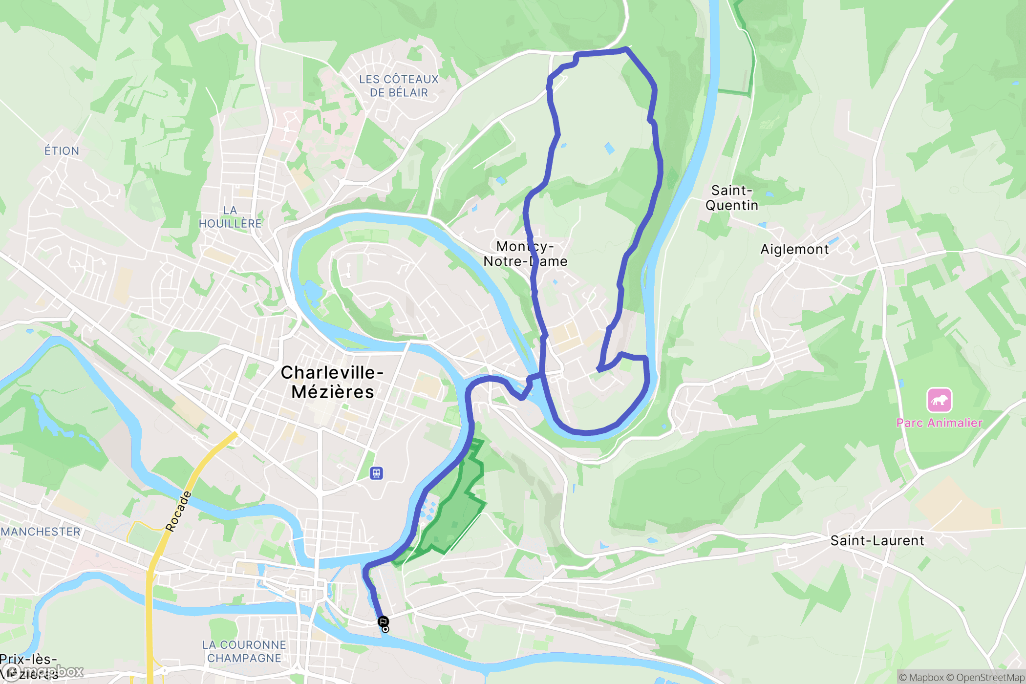 Charleville-Mézières : carte du parcours de randonnée - France