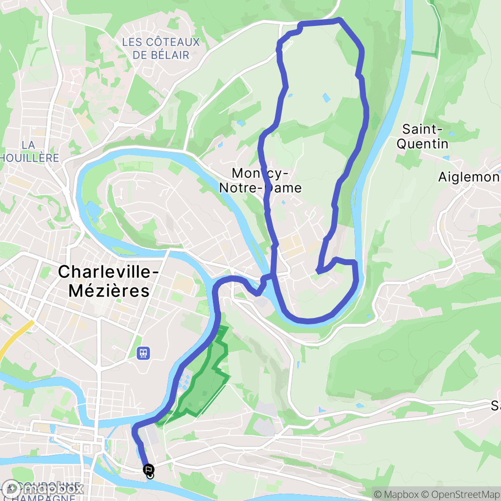 Charleville-Mézières : carte du parcours de randonnée - France