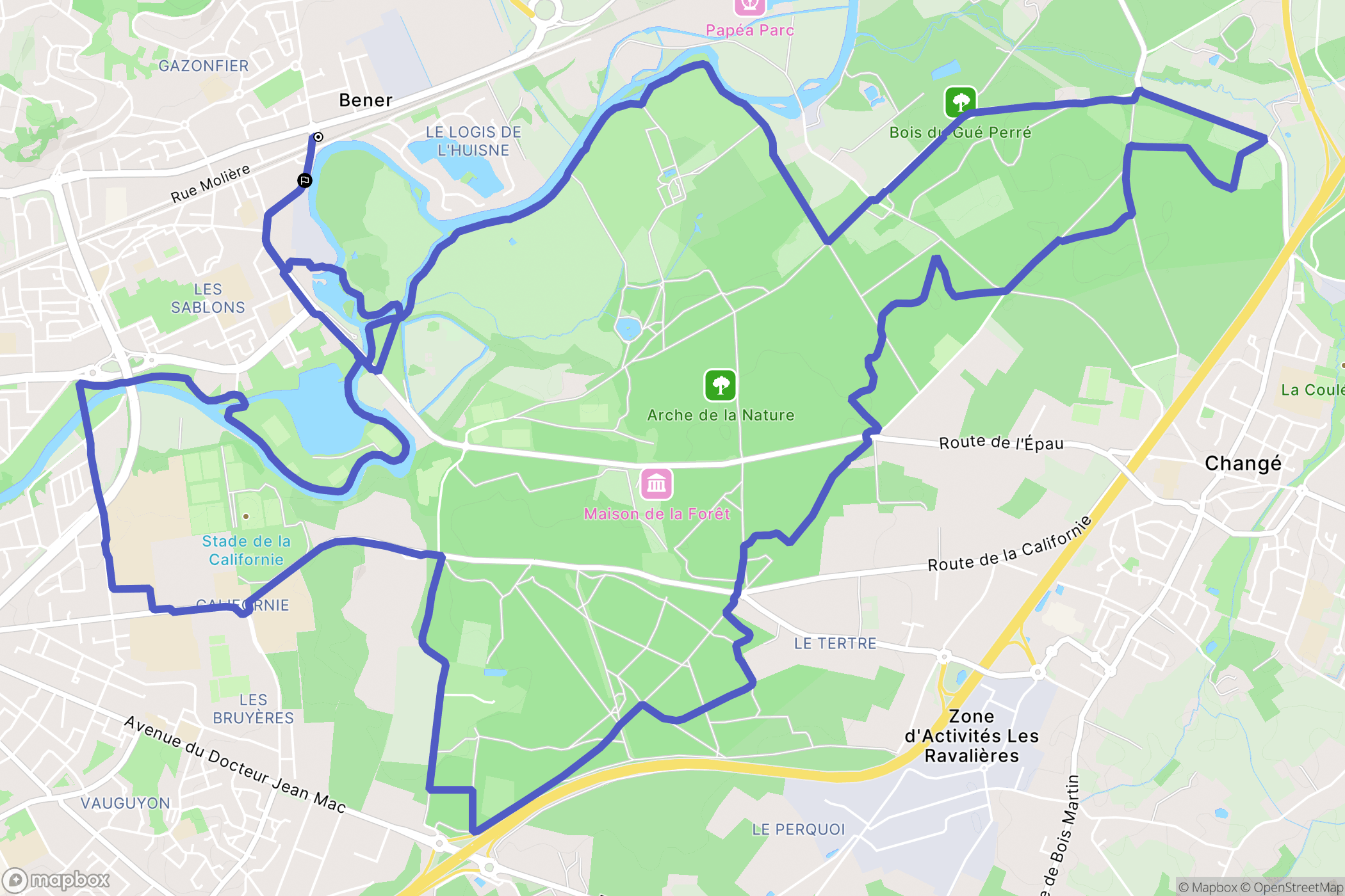 Yvré-l'Évêque : carte du parcours de randonnée - France
