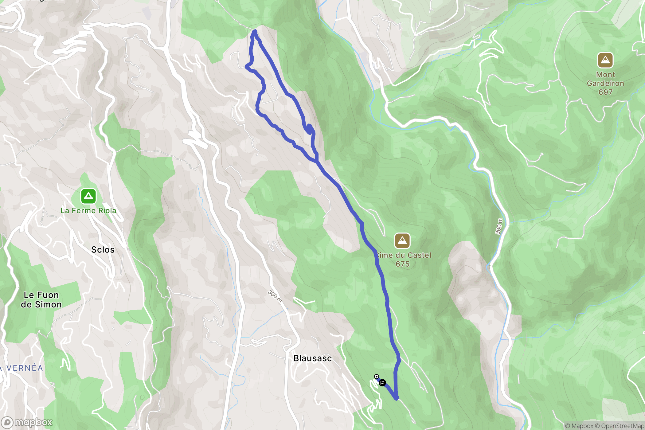 Blausasc : carte du parcours de randonnée - France