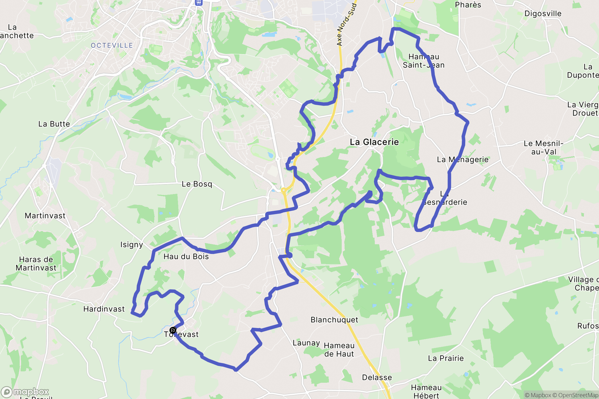 Tollevast : carte du parcours de randonnée - France