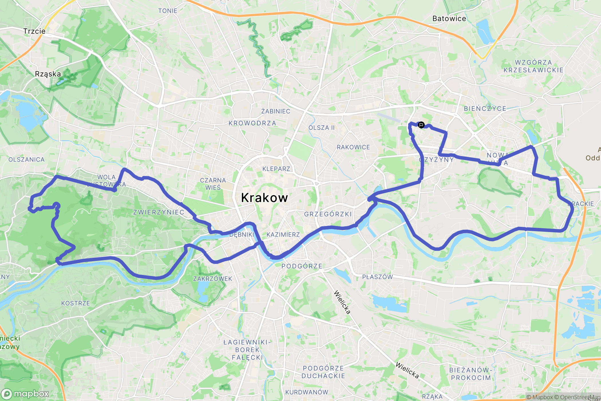 Kraków: mapa trasy - Poland