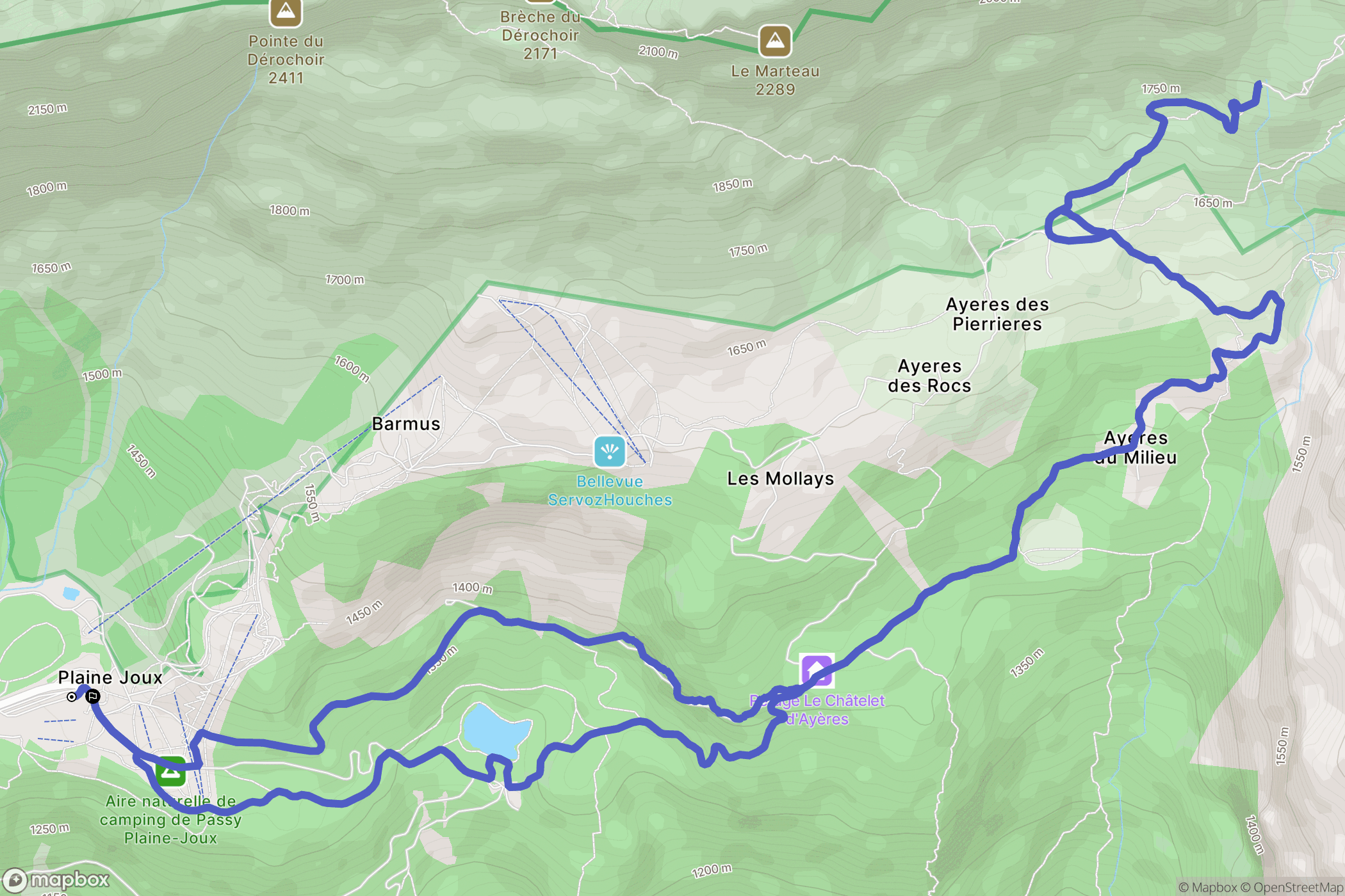 Passy : carte du parcours de randonnée - France