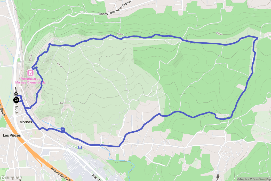 Mornas : carte du parcours de randonnée - France