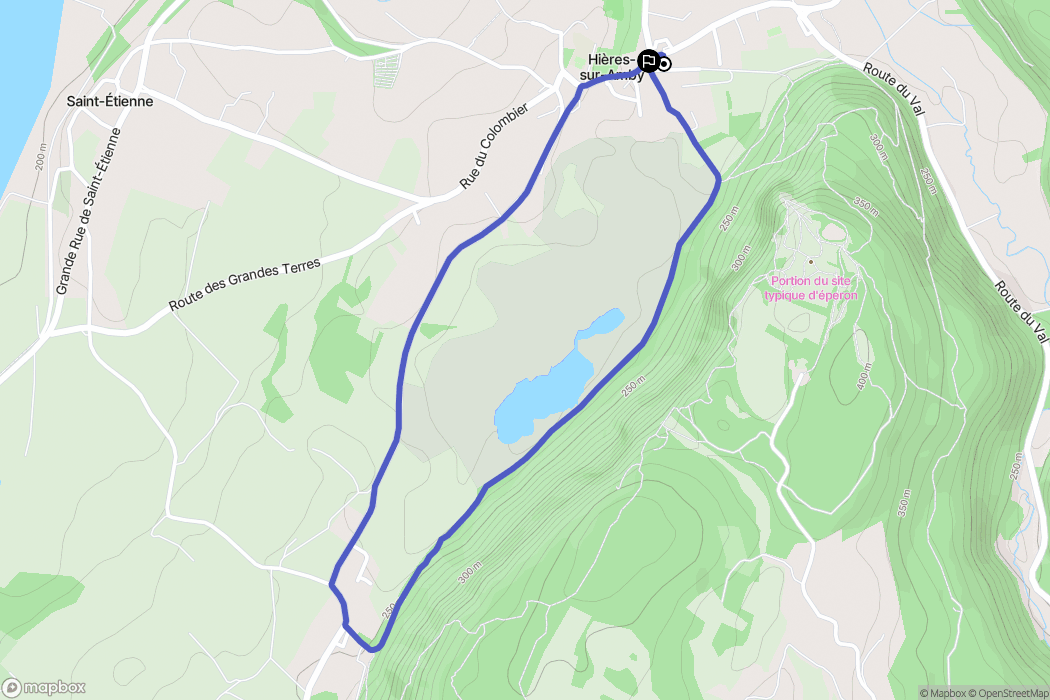Hières-sur-Amby : carte du parcours de randonnée - France