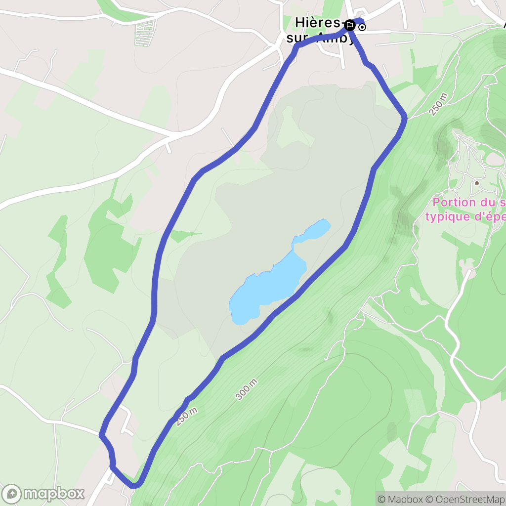 Hières-sur-Amby : carte du parcours de randonnée - France