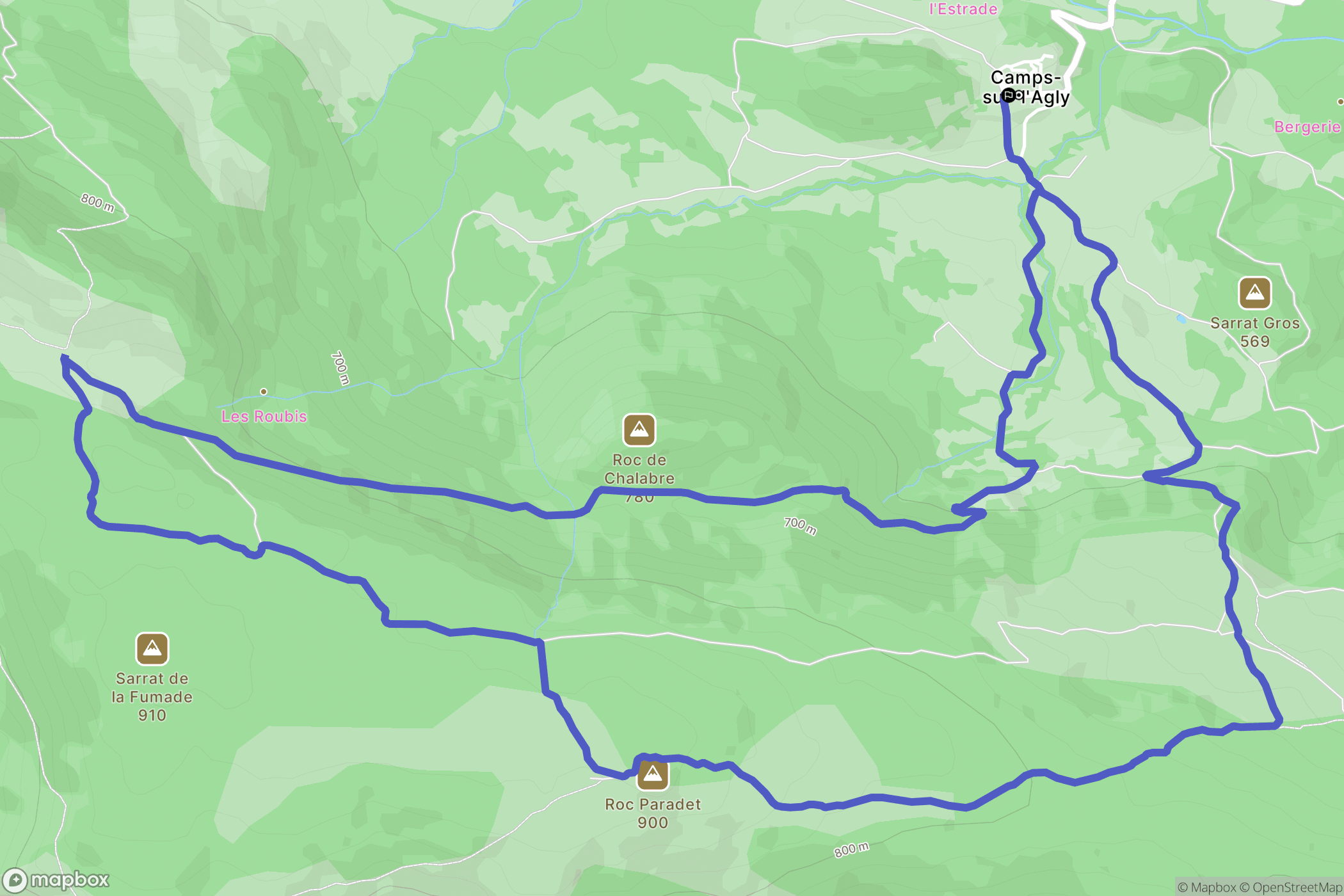 Camps-sur-l'Agly : carte du parcours de randonnée - France