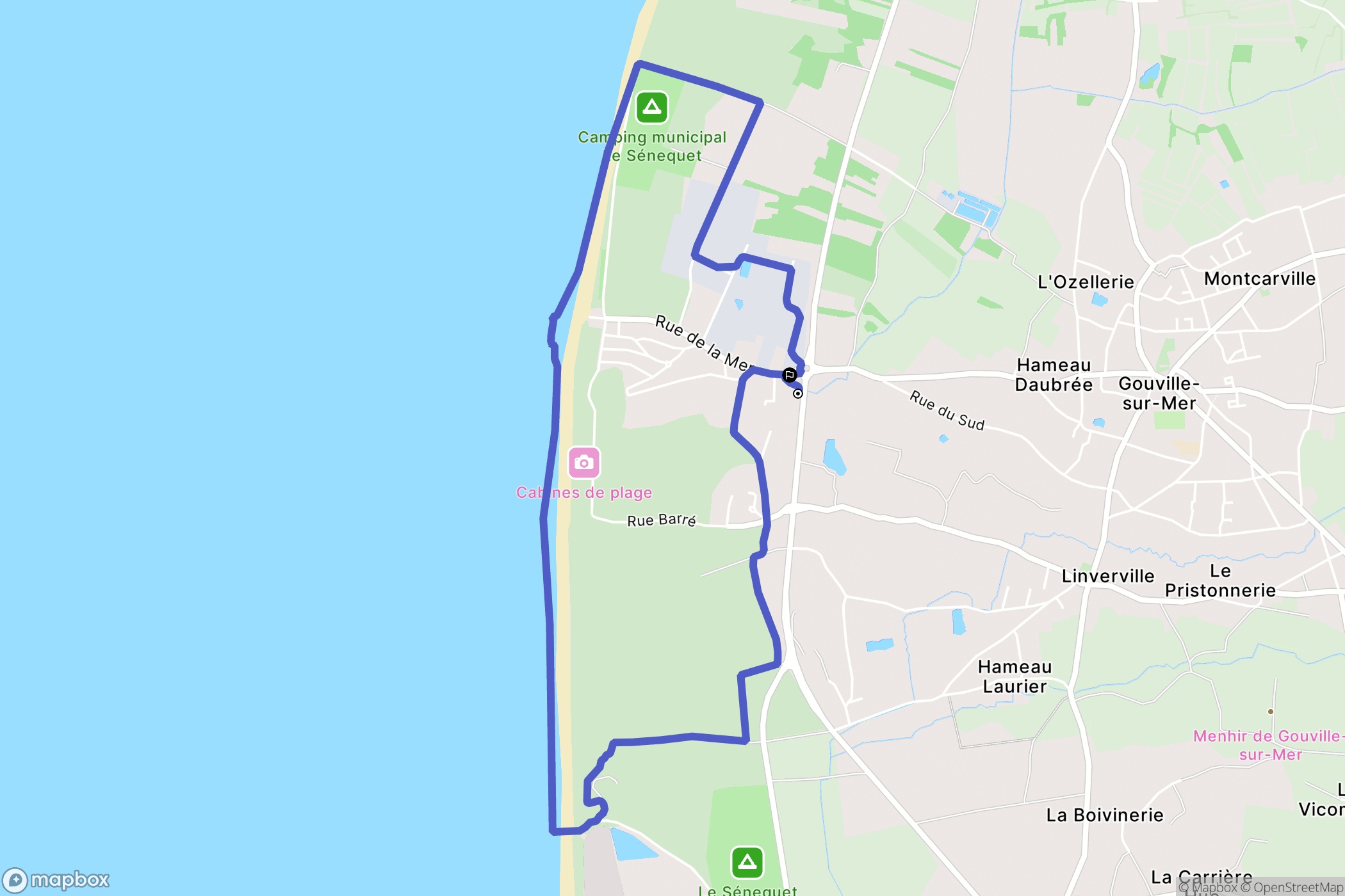 Gouville-sur-Mer : carte du parcours de randonnée - France