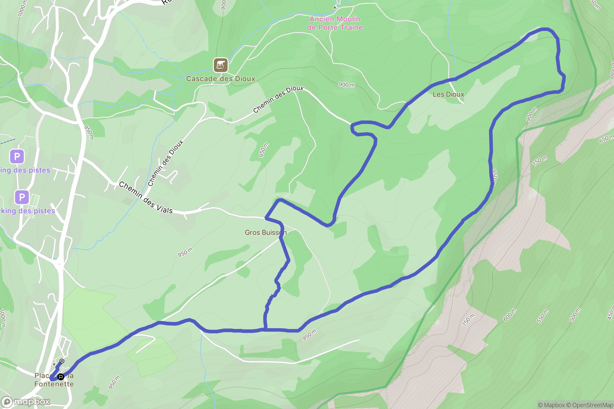 Plateau-des-Petites-Roches : carte du parcours de randonnée - France