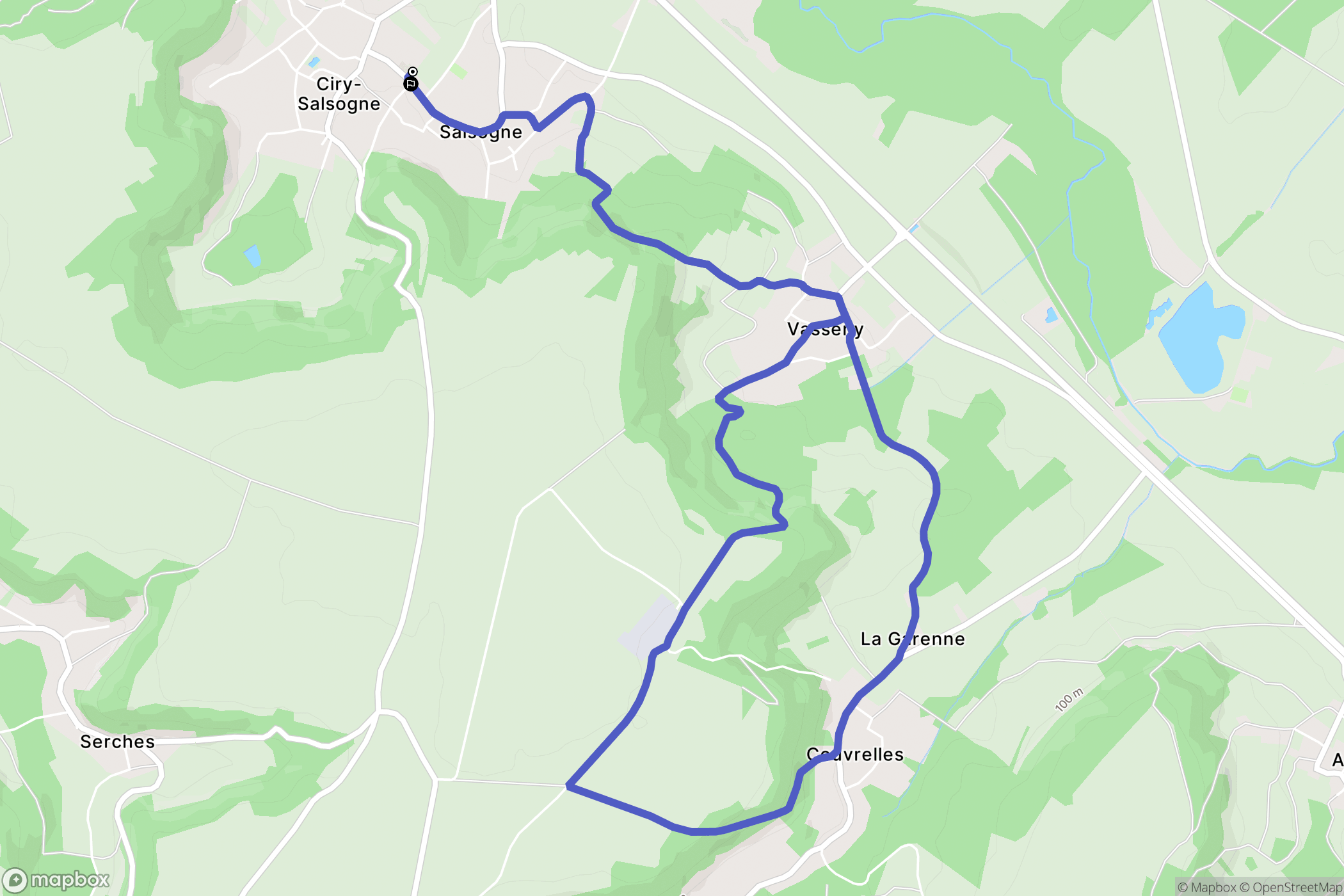 Ciry-Salsogne : carte du parcours de randonnée - France