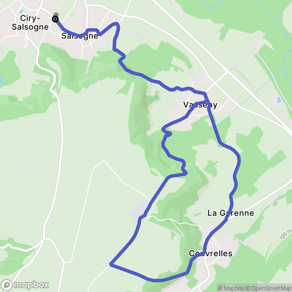 Ciry-Salsogne : carte du parcours de randonnée - France