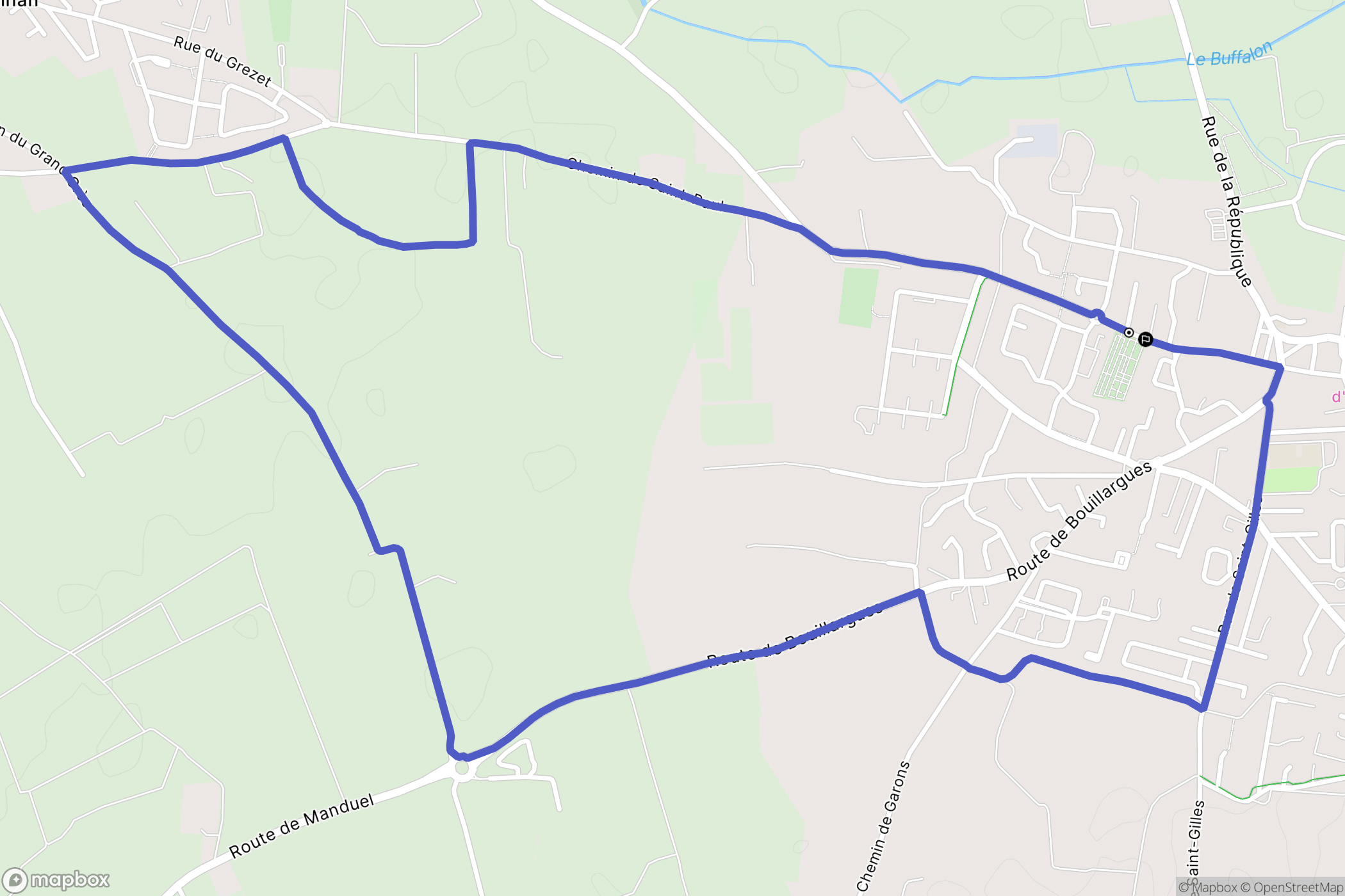 Manduel : carte du parcours de randonnée - France