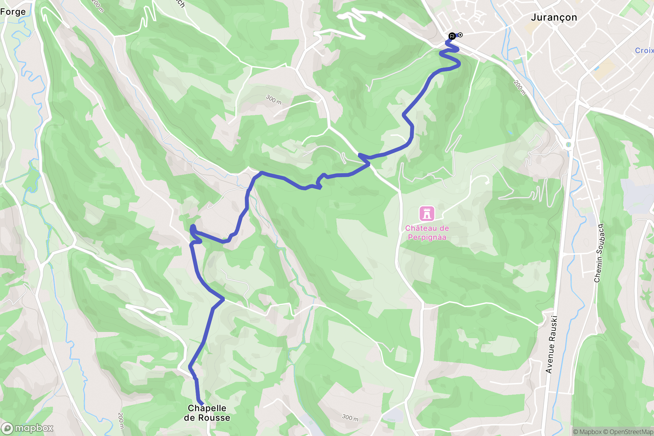 Jurançon : carte du parcours de randonnée - France