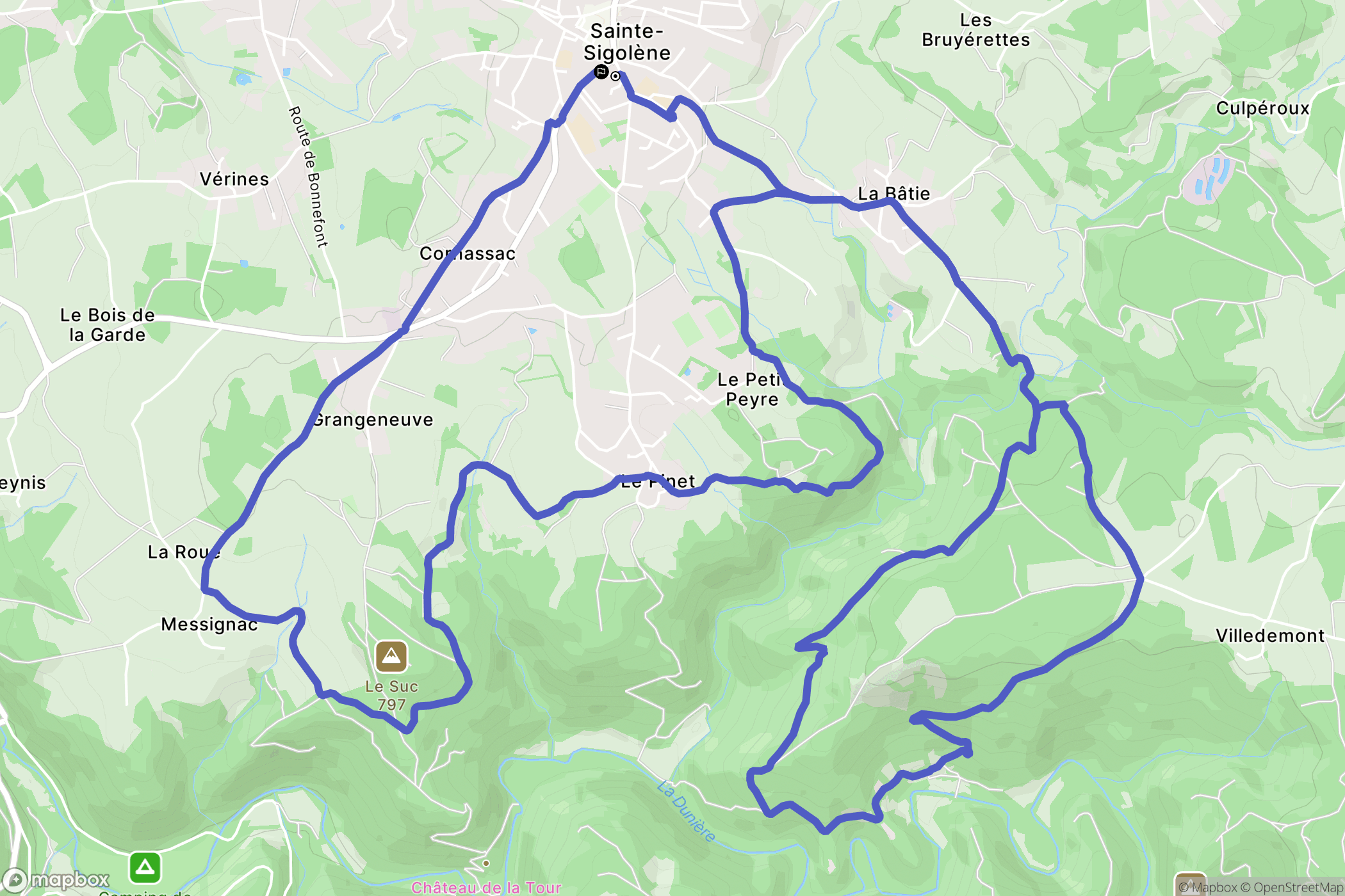 Sainte-Sigolène : carte du parcours de randonnée - France