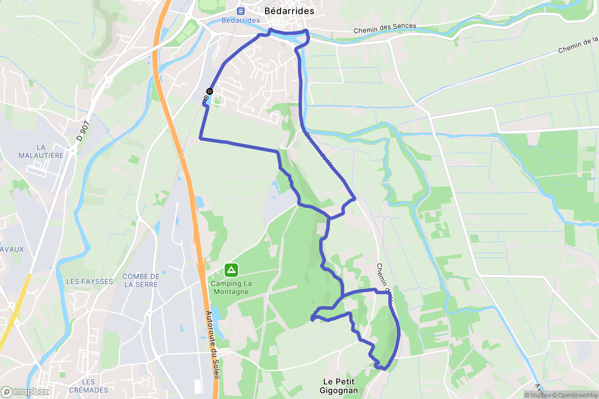 Bédarrides : carte du parcours de randonnée - France
