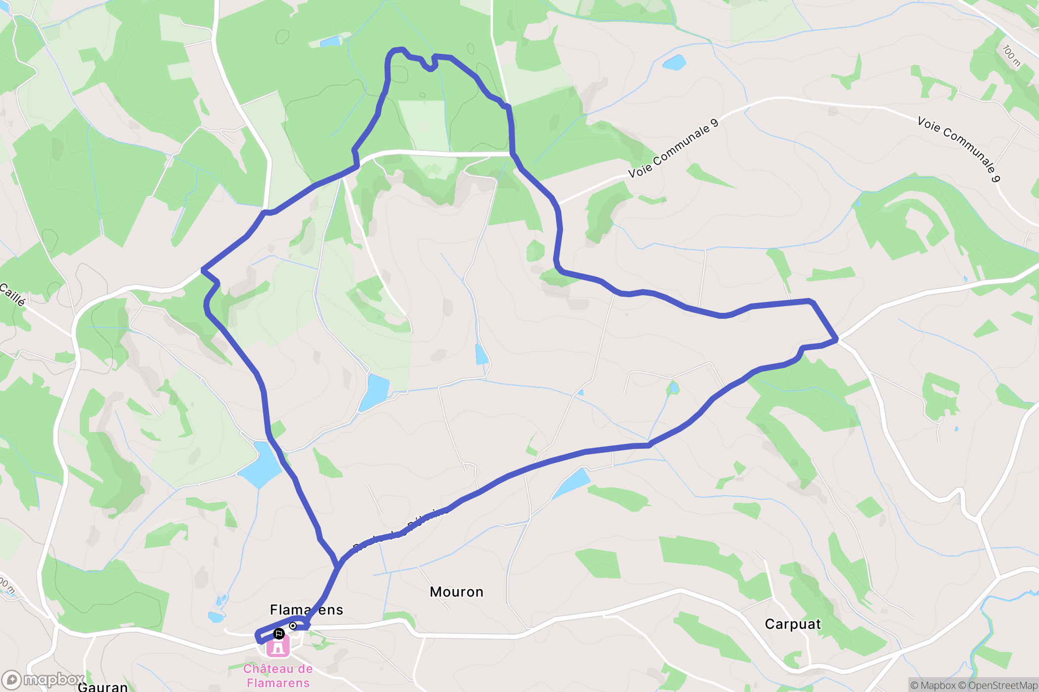 Flamarens : carte du parcours de randonnée - France