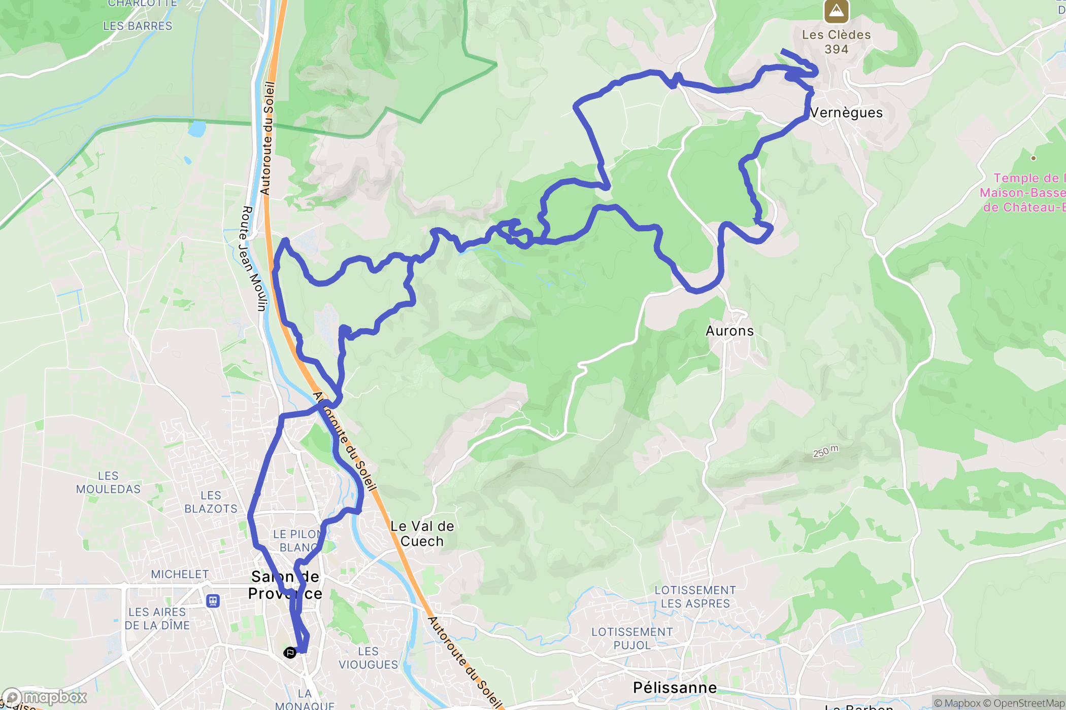 Salon-de-Provence : carte du parcours de randonnée - France