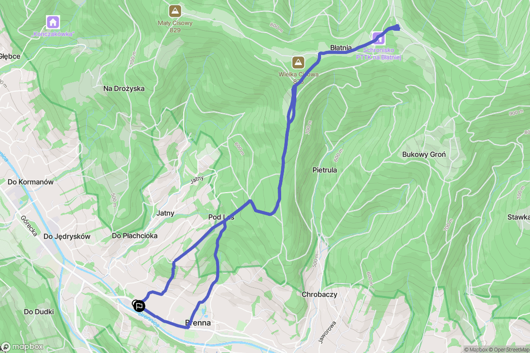 Brenna: mapa trasy - Poland