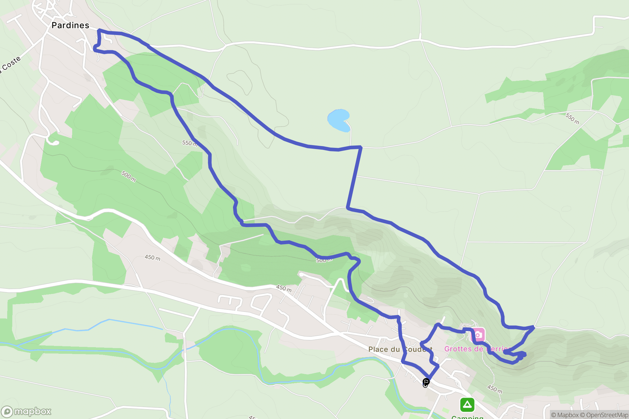 Perrier : carte du parcours de randonnée - France