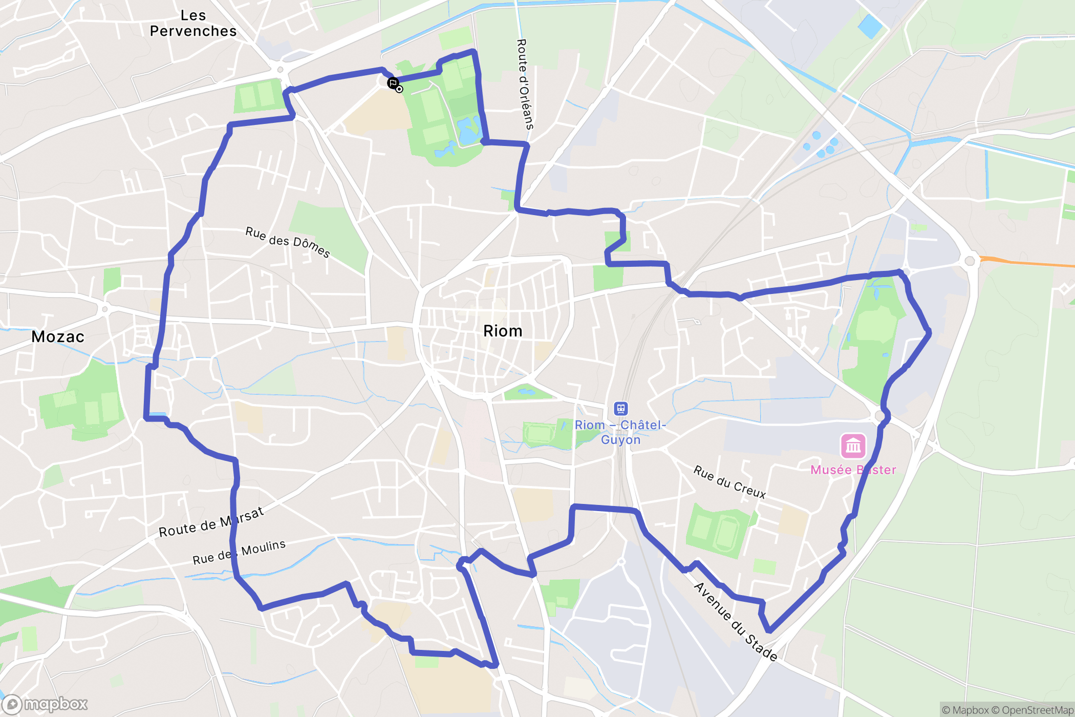 Riom : carte du parcours de randonnée - France