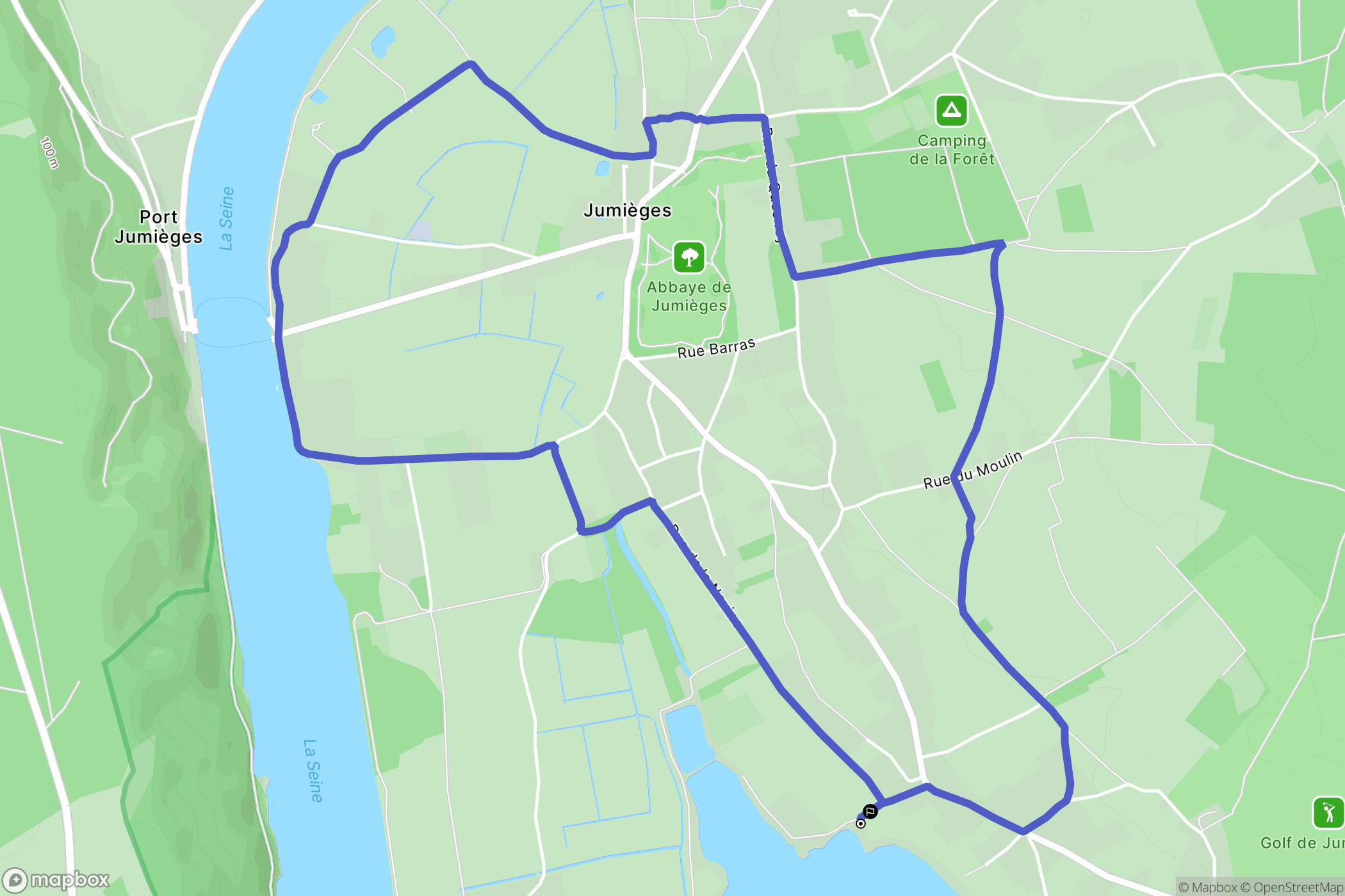 Jumièges : carte du parcours de randonnée - France